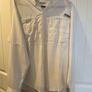Columbia Men's White PFG Long Sleeve Fishing Shirt